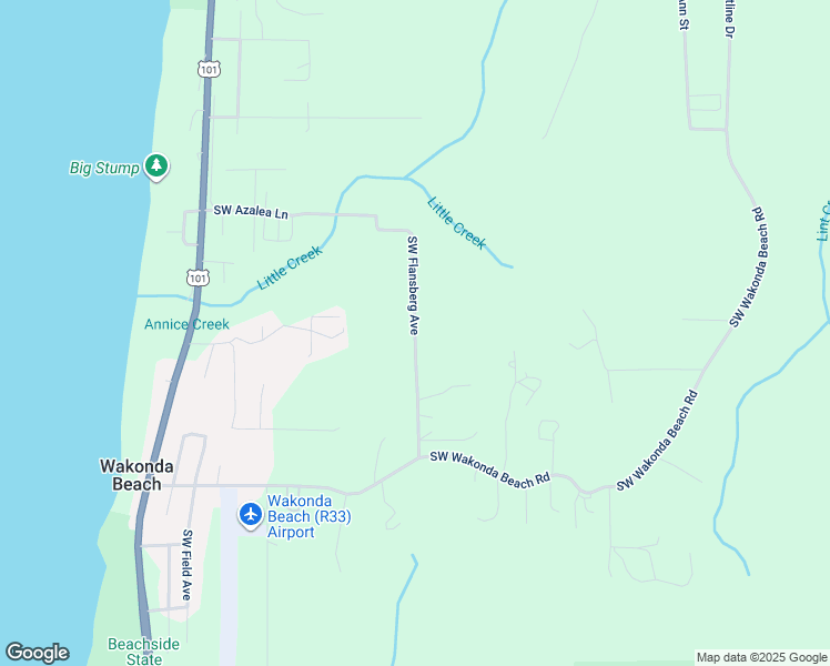 map of restaurants, bars, coffee shops, grocery stores, and more near Southwest Flansberg Avenue in Waldport