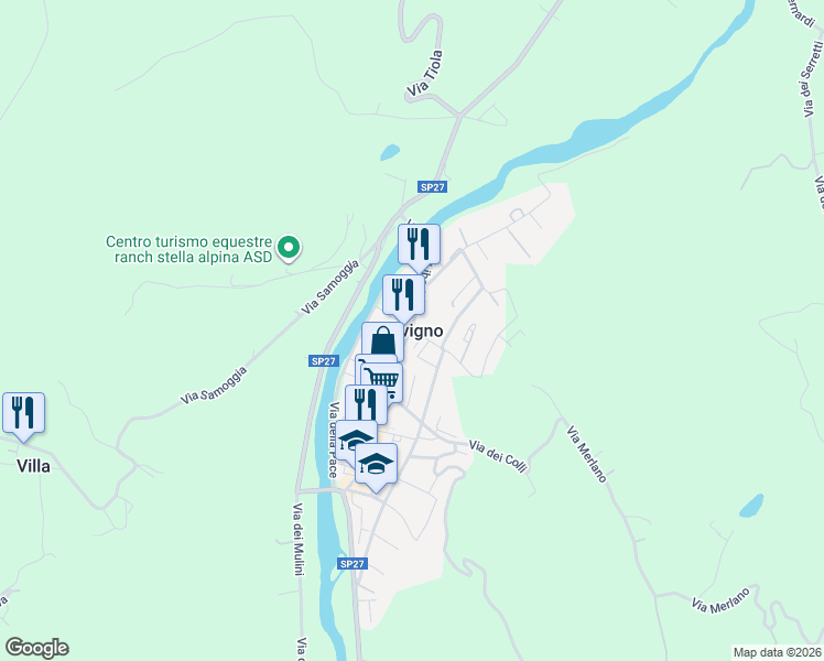 map of restaurants, bars, coffee shops, grocery stores, and more near in Savigno