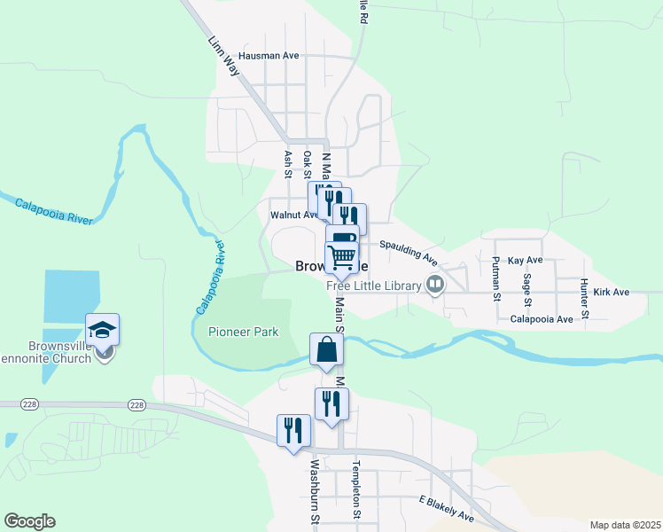 map of restaurants, bars, coffee shops, grocery stores, and more near in Brownsville