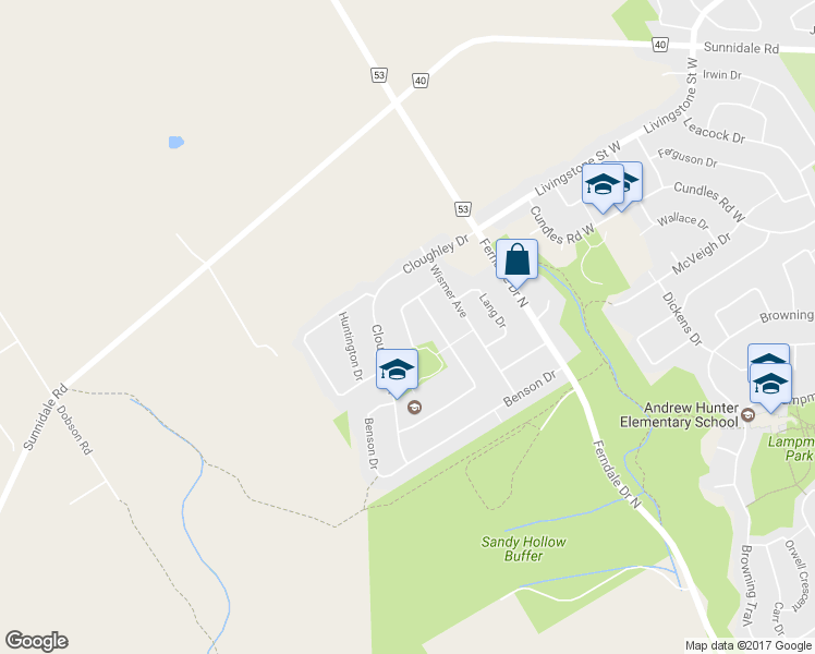 map of restaurants, bars, coffee shops, grocery stores, and more near 39 Sherwood Court in Barrie