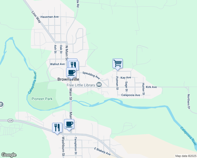 map of restaurants, bars, coffee shops, grocery stores, and more near 336 Spaulding Avenue in Brownsville