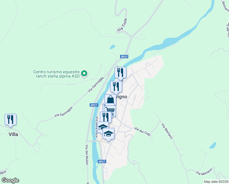 map of restaurants, bars, coffee shops, grocery stores, and more near 9 Via Papa Giovanni XXIII in Savigno