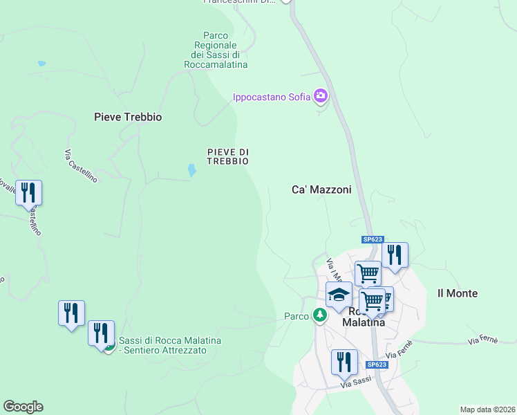 map of restaurants, bars, coffee shops, grocery stores, and more near 529 Via Grilla in Provincia di Modena