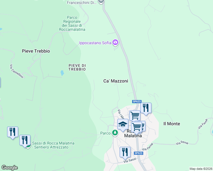 map of restaurants, bars, coffee shops, grocery stores, and more near 529 Via Grilla in Provincia di Modena
