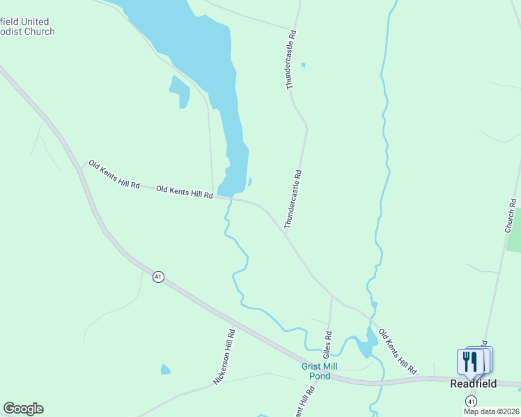 map of restaurants, bars, coffee shops, grocery stores, and more near 152 Old Kents Hill Road in Readfield