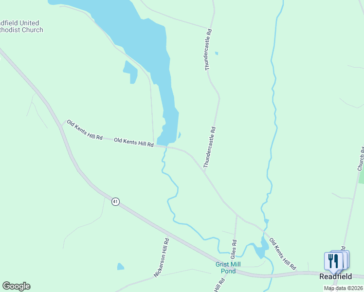 map of restaurants, bars, coffee shops, grocery stores, and more near 152 Old Kents Hill Road in Readfield