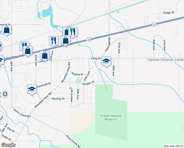 map of restaurants, bars, coffee shops, grocery stores, and more near 2968 Kalmia Court in Sweet Home