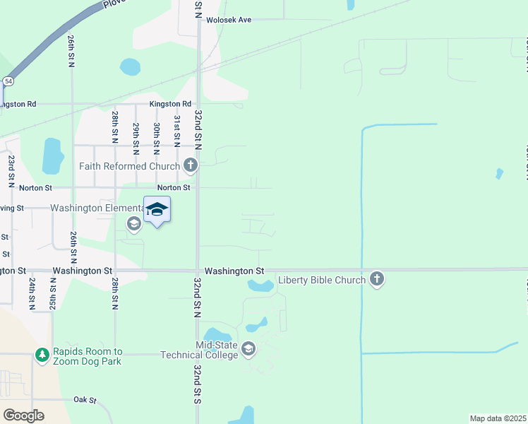 map of restaurants, bars, coffee shops, grocery stores, and more near 3540 Norton Street in Wisconsin Rapids