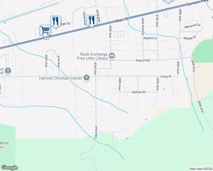 map of restaurants, bars, coffee shops, grocery stores, and more near 4410 Knotty Pine Court in Sweet Home