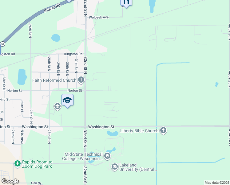 map of restaurants, bars, coffee shops, grocery stores, and more near 3520 Norton Street in Wisconsin Rapids