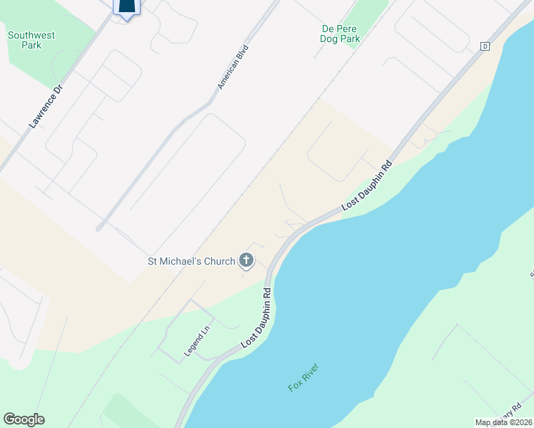 map of restaurants, bars, coffee shops, grocery stores, and more near 2652-2698 Sunrise River Court in De Pere