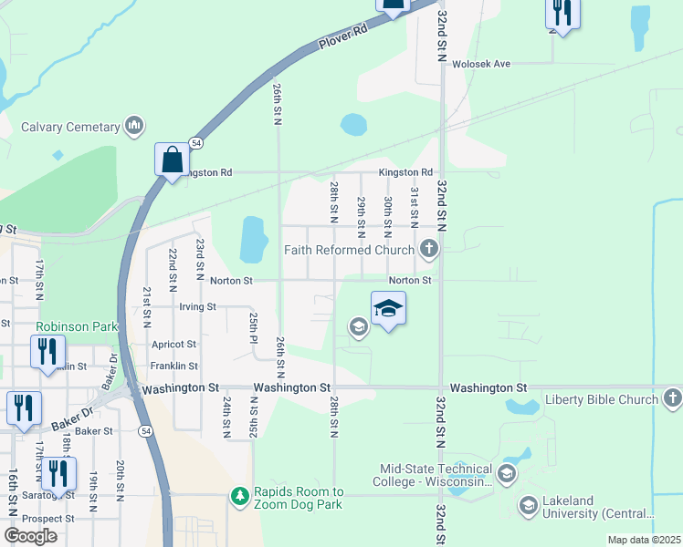 map of restaurants, bars, coffee shops, grocery stores, and more near 2811 Norton Street in Wisconsin Rapids