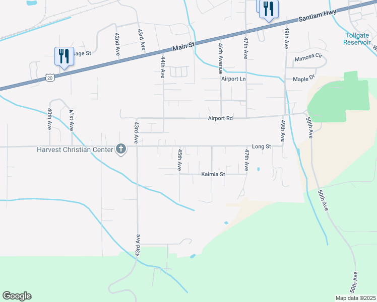 map of restaurants, bars, coffee shops, grocery stores, and more near 4509 Long Street in Sweet Home