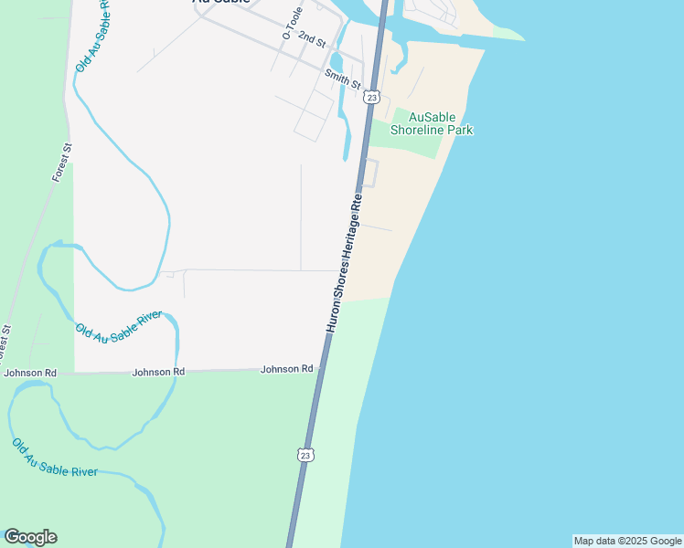 map of restaurants, bars, coffee shops, grocery stores, and more near 4122 North Huron Road in Au Sable Charter Township