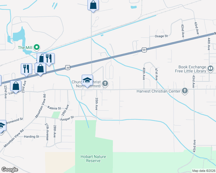 map of restaurants, bars, coffee shops, grocery stores, and more near 3710 Long Street in Sweet Home