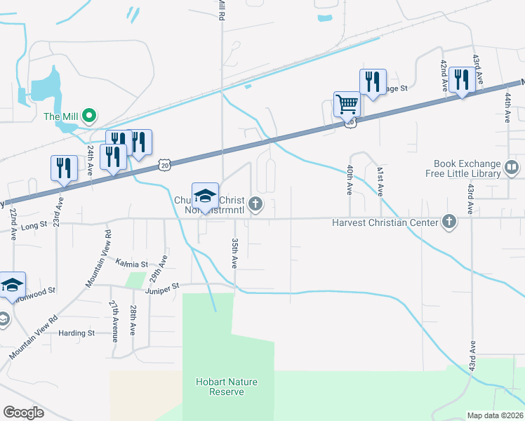 map of restaurants, bars, coffee shops, grocery stores, and more near 3710 Long Street in Sweet Home