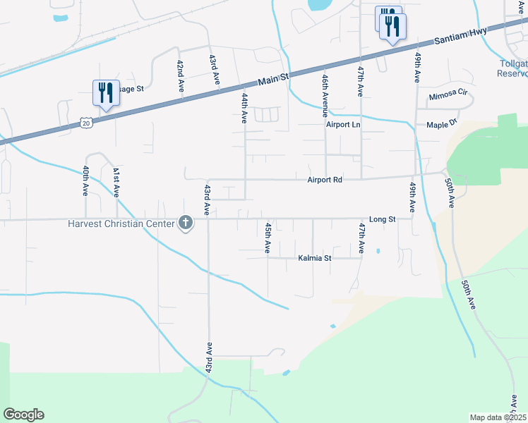 map of restaurants, bars, coffee shops, grocery stores, and more near 4469 Long Street in Sweet Home