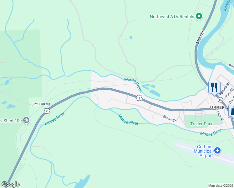 map of restaurants, bars, coffee shops, grocery stores, and more near 100 Lancaster Road in Gorham