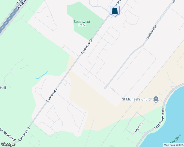 map of restaurants, bars, coffee shops, grocery stores, and more near 2509 Lawrence Drive in De Pere