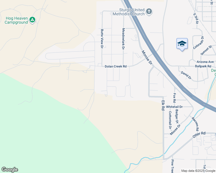 map of restaurants, bars, coffee shops, grocery stores, and more near 2206 Dolan Cr Rd in Sturgis
