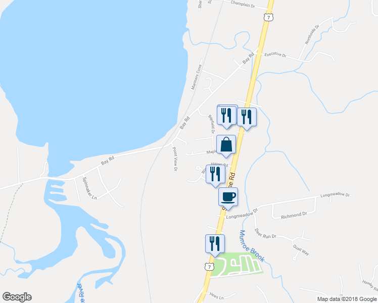 map of restaurants, bars, coffee shops, grocery stores, and more near 192 Maple Leaf Lane in Shelburne