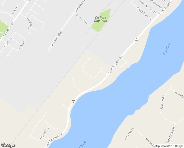 map of restaurants, bars, coffee shops, grocery stores, and more near 2594 Misty River Lane in De Pere