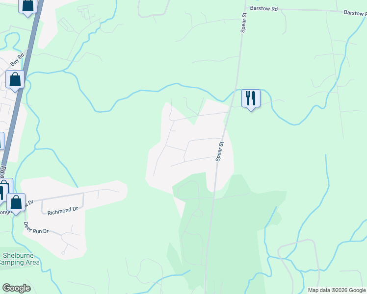 map of restaurants, bars, coffee shops, grocery stores, and more near 205 Collamer Circle in Shelburne