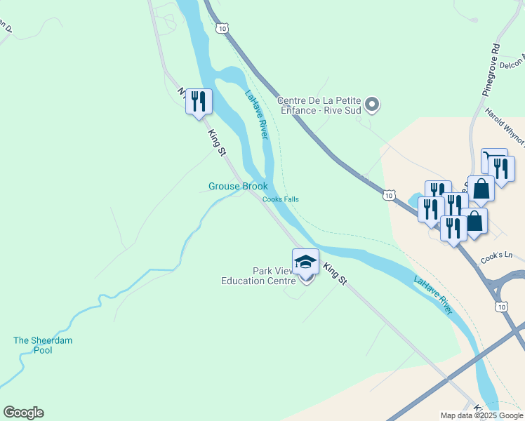 map of restaurants, bars, coffee shops, grocery stores, and more near 1597 King Street in Bridgewater