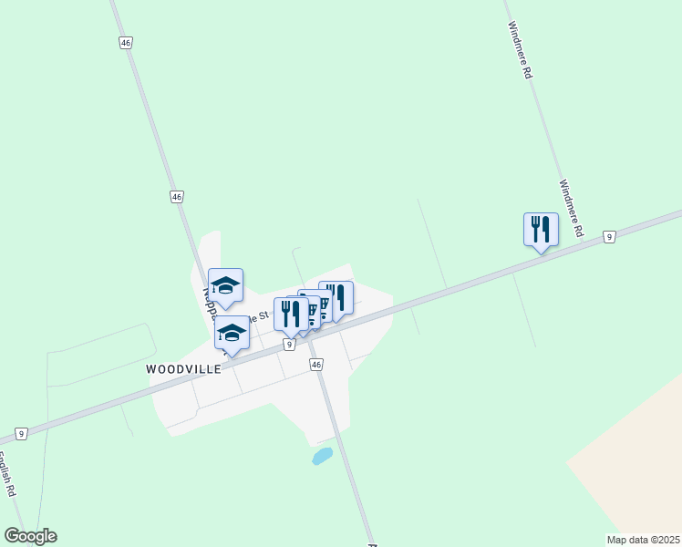 map of restaurants, bars, coffee shops, grocery stores, and more near 102 Argyle Street in Kawartha Lakes