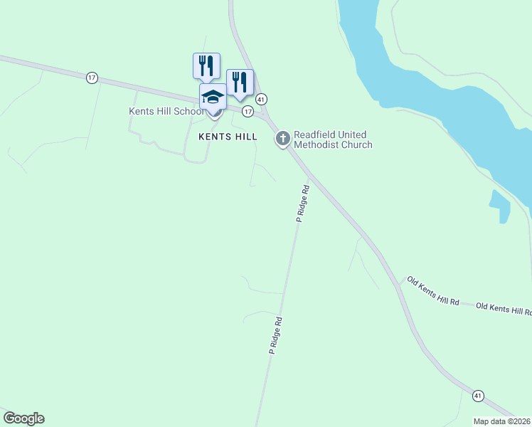 map of restaurants, bars, coffee shops, grocery stores, and more near 29 P Ridge Road in Readfield