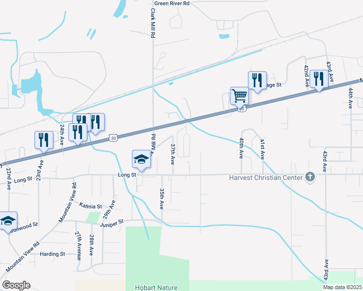 map of restaurants, bars, coffee shops, grocery stores, and more near 3137 U.S. 20 in Sweet Home