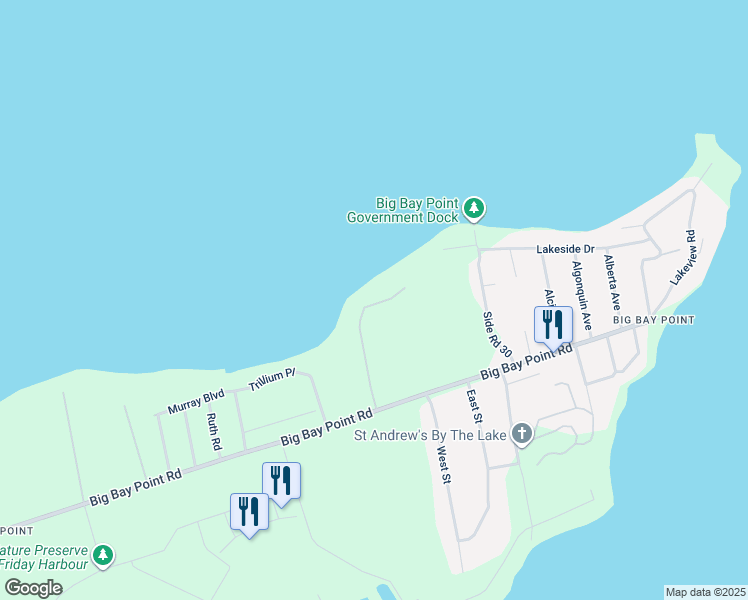 map of restaurants, bars, coffee shops, grocery stores, and more near 4000 Grove Place in Innisfil