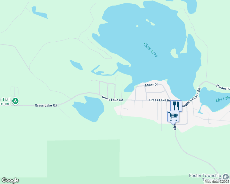 map of restaurants, bars, coffee shops, grocery stores, and more near Oak Trail 1 in Ogemaw County