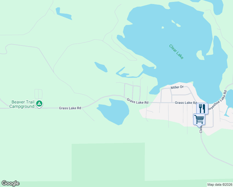 map of restaurants, bars, coffee shops, grocery stores, and more near Cedar Road in West Branch