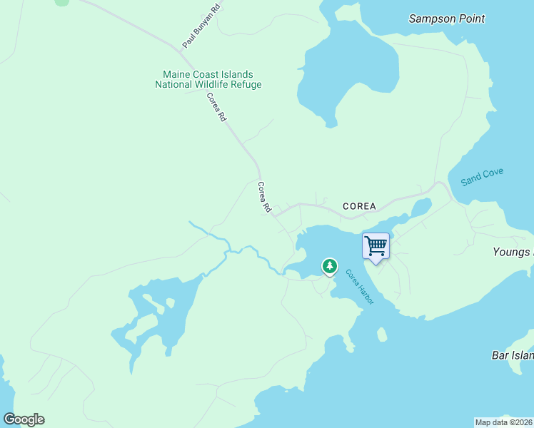 map of restaurants, bars, coffee shops, grocery stores, and more near 65 Maine 195 in Gouldsboro