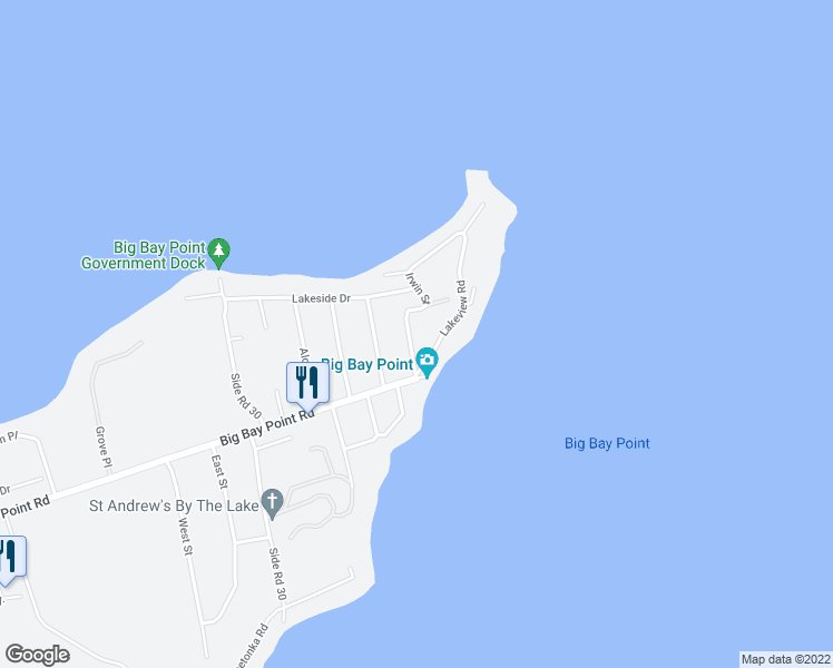 map of restaurants, bars, coffee shops, grocery stores, and more near 3929 Alderly Avenue in Innisfil