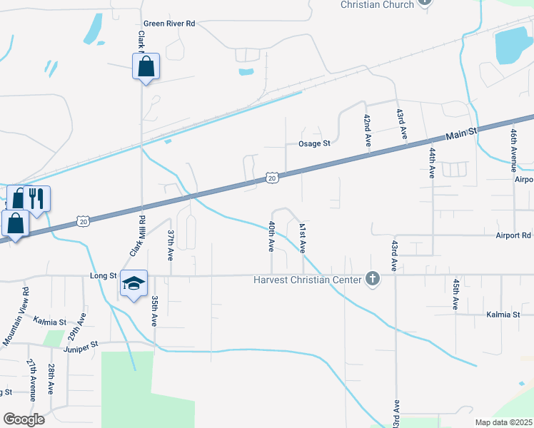 map of restaurants, bars, coffee shops, grocery stores, and more near 1266 40th Avenue in Sweet Home