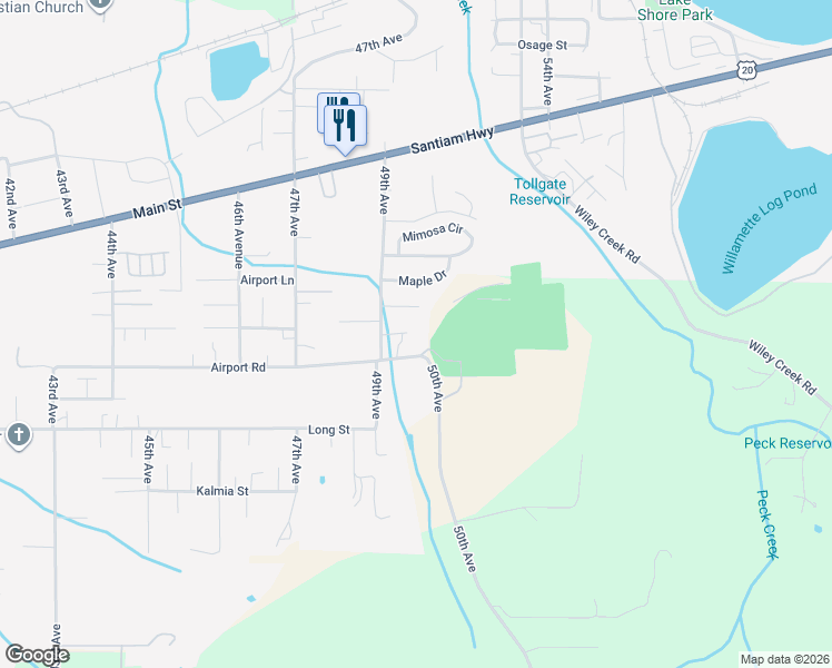 map of restaurants, bars, coffee shops, grocery stores, and more near 4998 Larch Court in Sweet Home