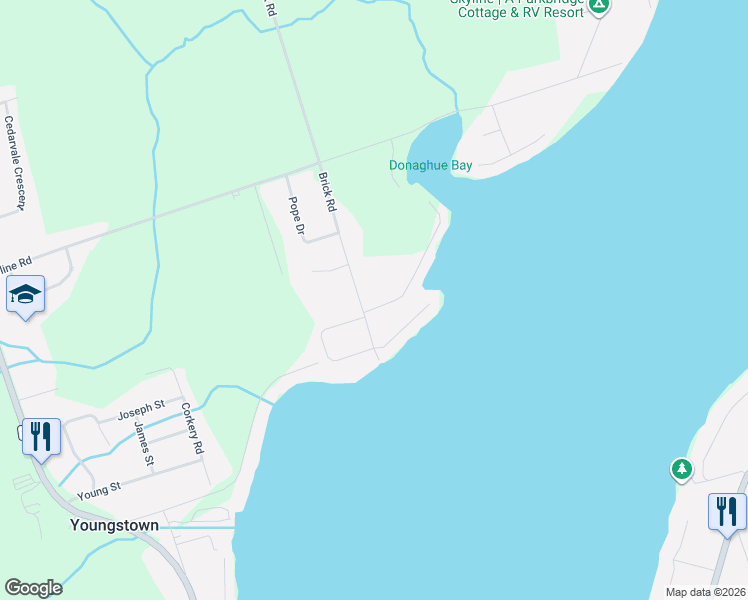map of restaurants, bars, coffee shops, grocery stores, and more near 617 Brick Road in Ennismore