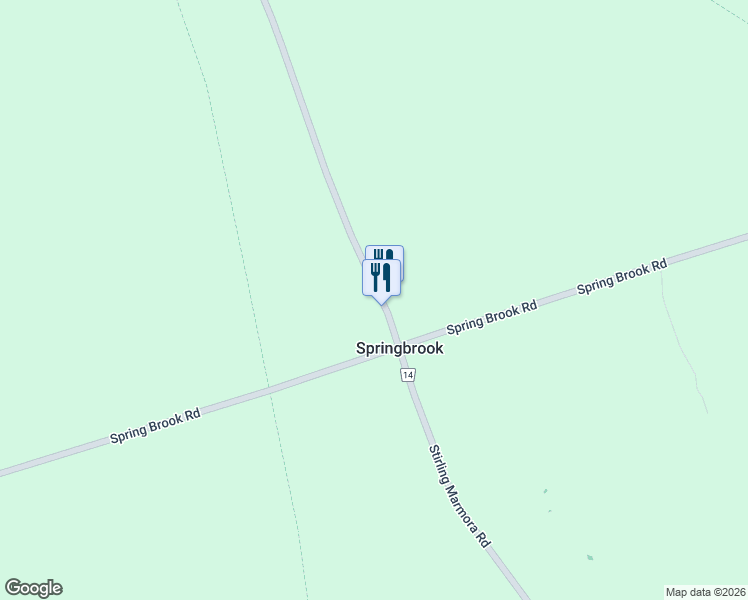 map of restaurants, bars, coffee shops, grocery stores, and more near 4879 Stirling Marmora Road in Springbrook