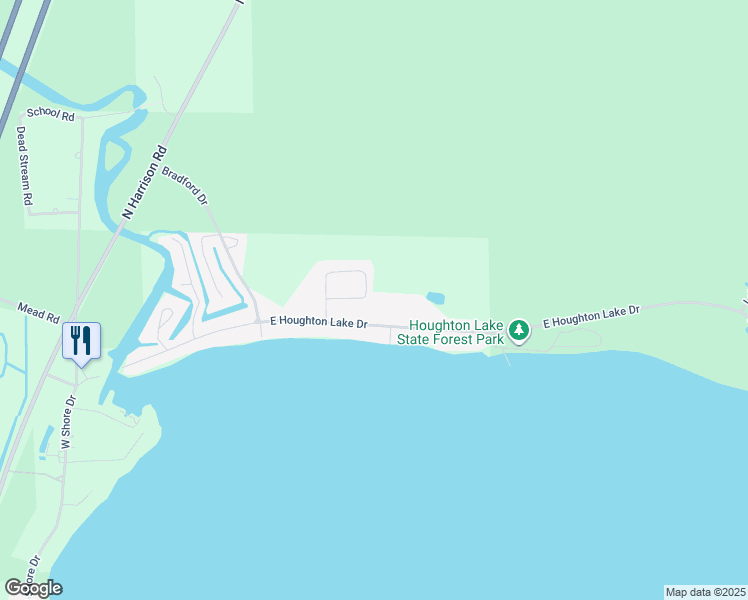 map of restaurants, bars, coffee shops, grocery stores, and more near E Houghton Lake Dr in Roscommon