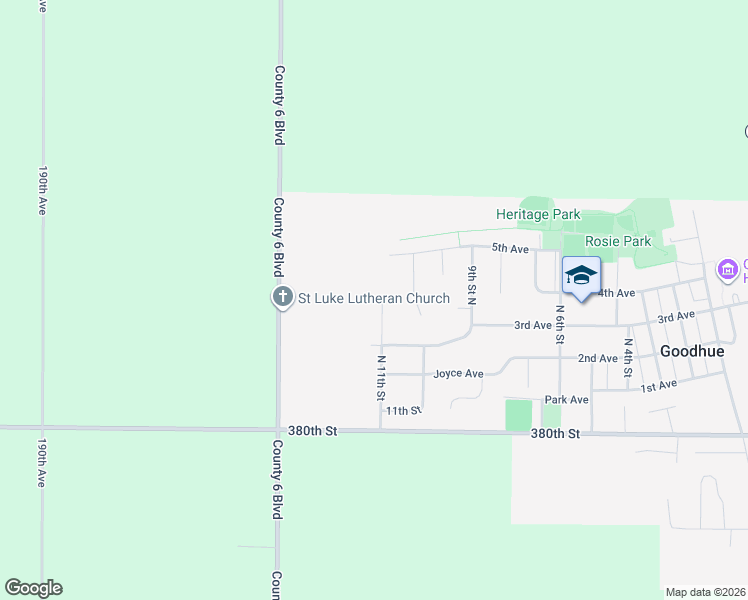 map of restaurants, bars, coffee shops, grocery stores, and more near 391 Crestview Court in Goodhue