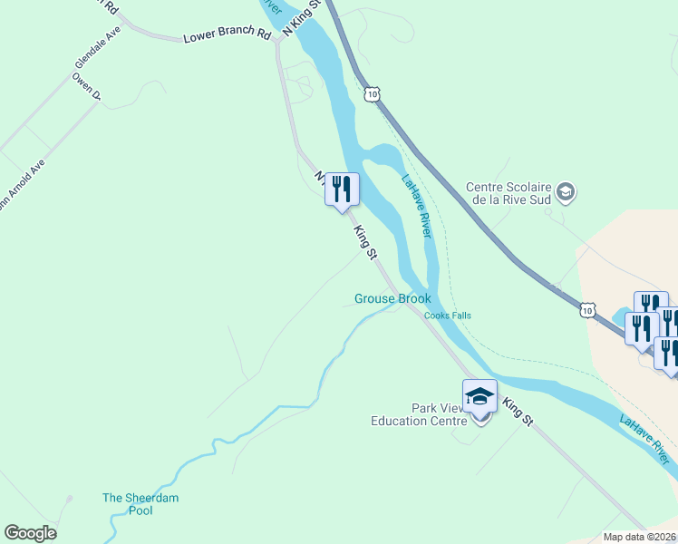 map of restaurants, bars, coffee shops, grocery stores, and more near Riverview Drive in Bridgewater