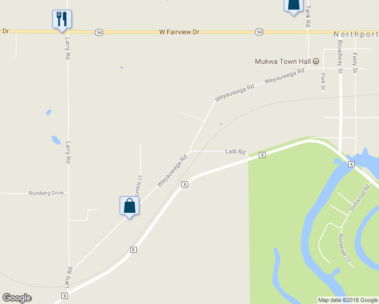 map of restaurants, bars, coffee shops, grocery stores, and more near Weyauwega Rd in Waupaca