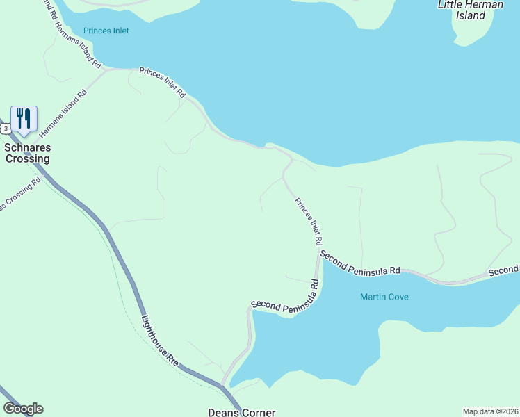 map of restaurants, bars, coffee shops, grocery stores, and more near 236 Princes Inlet Drive in Lunenburg