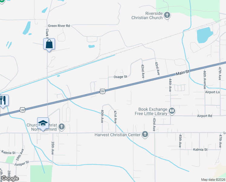 map of restaurants, bars, coffee shops, grocery stores, and more near 1299 41st Avenue in Sweet Home