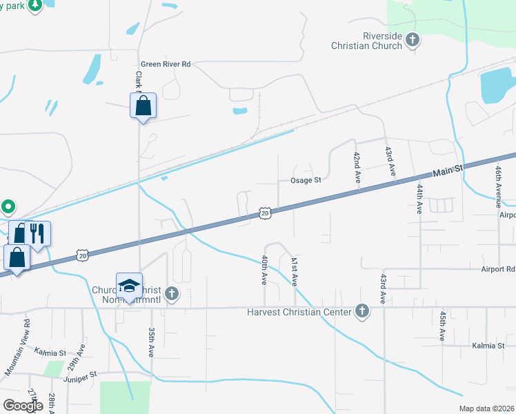 map of restaurants, bars, coffee shops, grocery stores, and more near 3235 U.S. 20 in Sweet Home