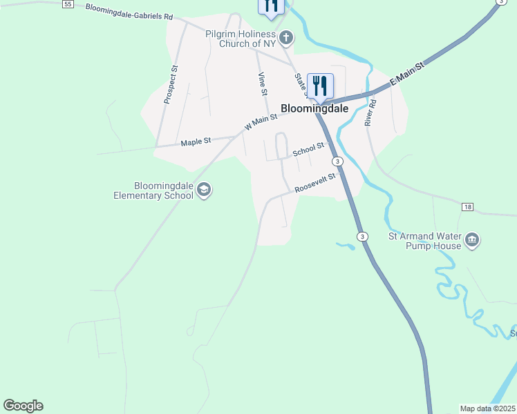 map of restaurants, bars, coffee shops, grocery stores, and more near 56 Roosevelt Street in Bloomingdale