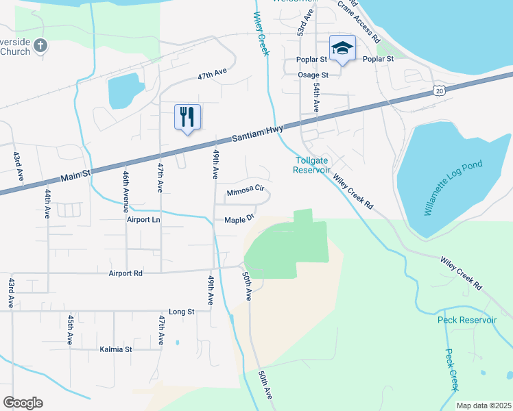 map of restaurants, bars, coffee shops, grocery stores, and more near 4998 Maple Drive in Sweet Home