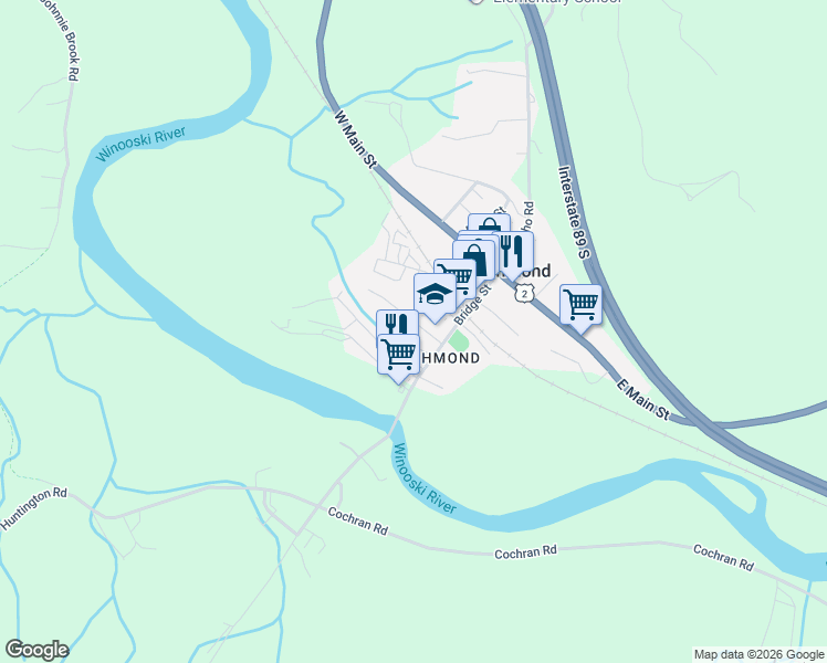 map of restaurants, bars, coffee shops, grocery stores, and more near 208 Bridge Street in Richmond